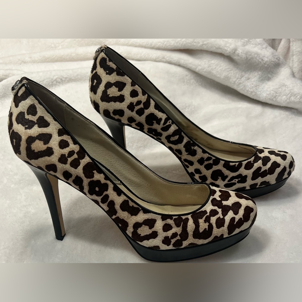 MICHAEL Michael Kors MK Flex Mid Pump Calf Hair Leopard Print Platform Size 11